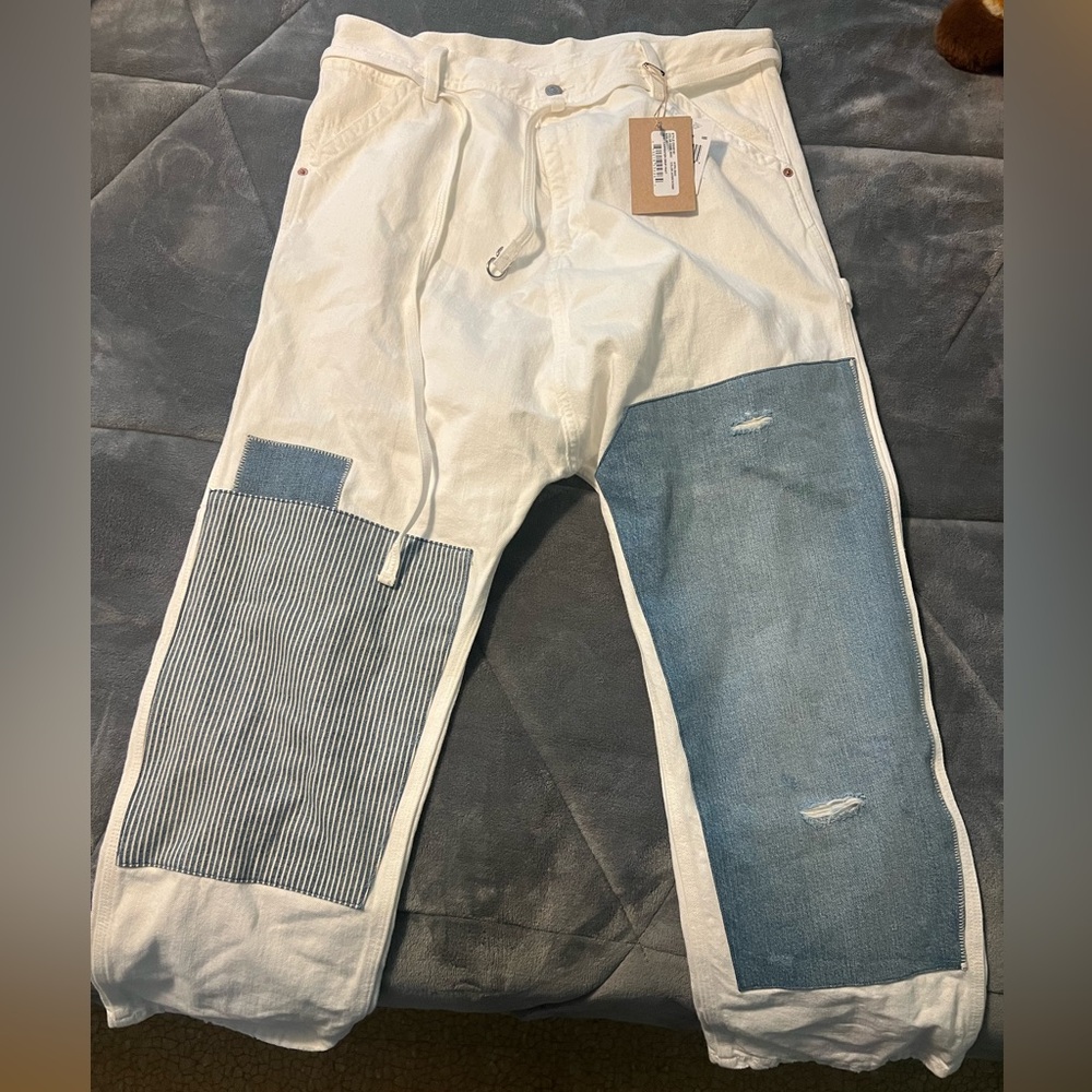 Stylish White and Blue Patchwork Women Jeans